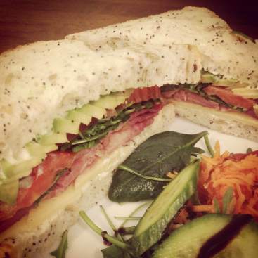 The AMAZING avocado, bacon, cheese and salad sandwich. Personal favourite.